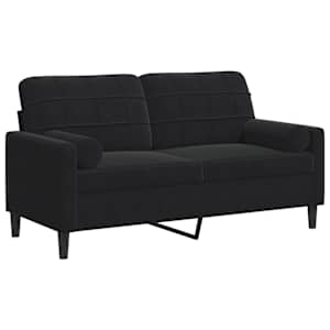 vidaXL 2-kohaline diivan patjadega, must, 140 cm, samet