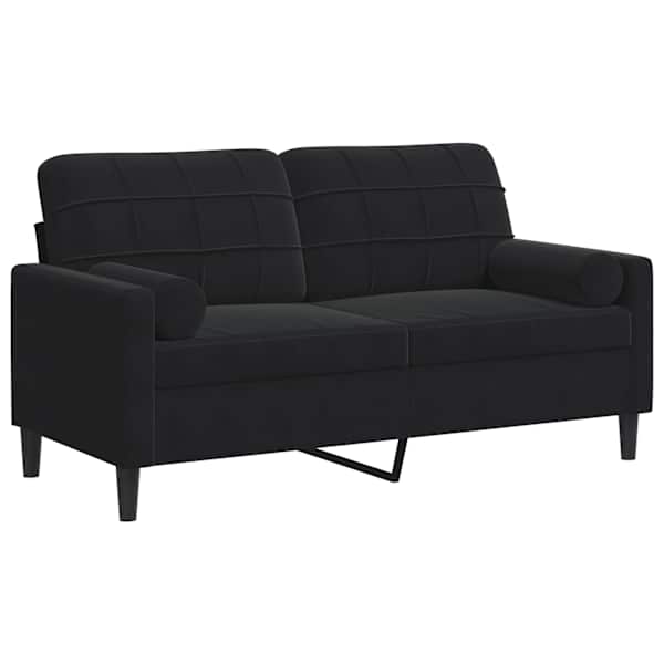 vidaXL 2-kohaline diivan patjadega, must, 140 cm, samet