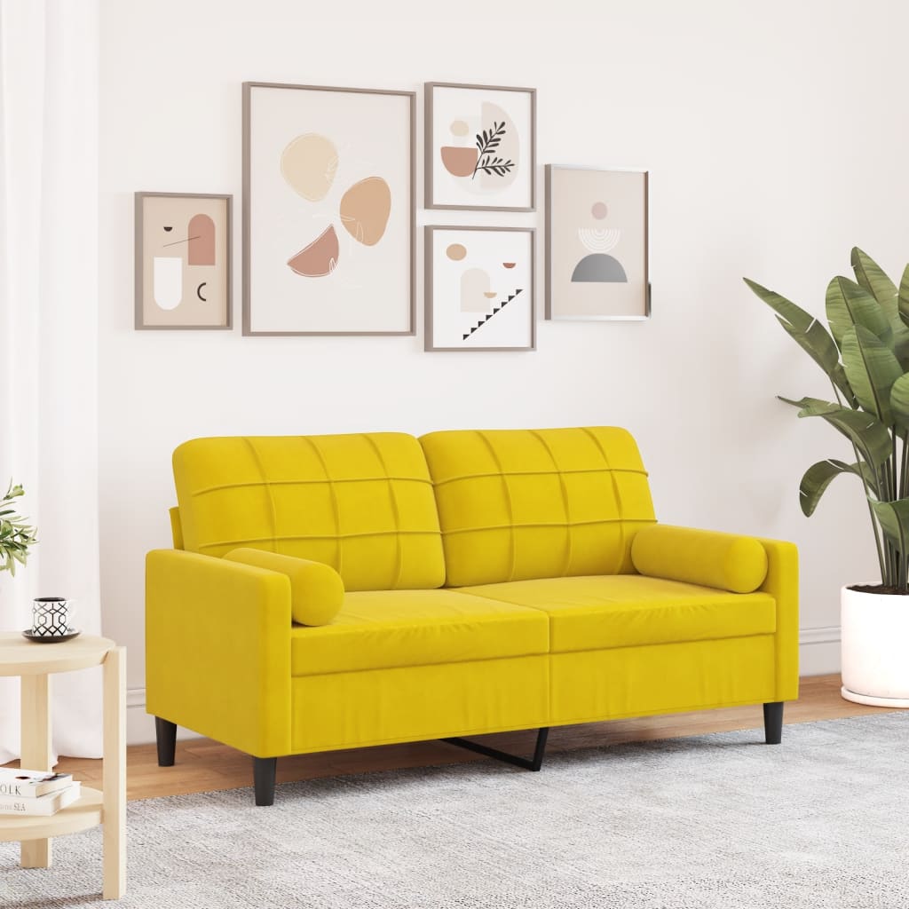 vidaXL 2-Sitzer-Sofa mit Zierkissen Gelb 140 cm Samt