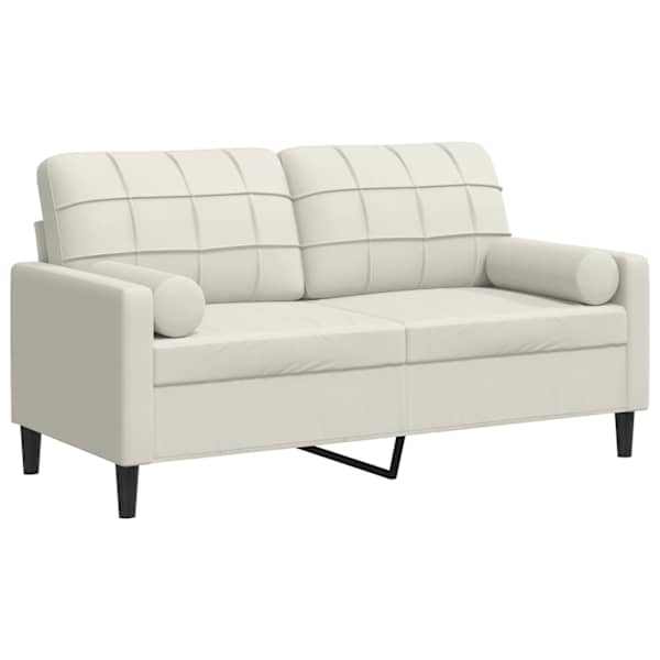 vidaXL 2-kohaline diivan patjadega, kreemjas, 140 cm, samet