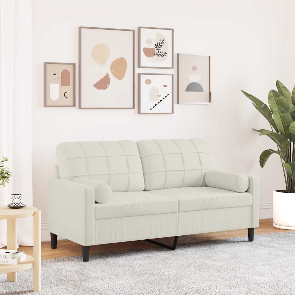 vidaXL Canapea cu 2 locuri cu pernuțe, crem, 140 cm, catifea