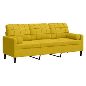 vidaXL 3-kohaline diivan patjadega, kollane, 180 cm, samet
