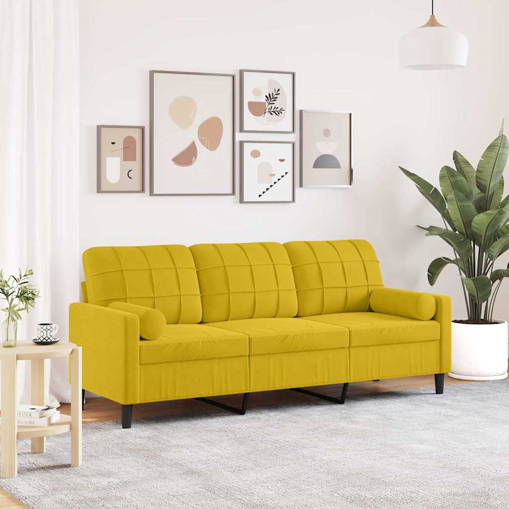 Thumbnail - vidaXL 3-Sitzer-Sofa mit Zierkissen Gelb 180 cm Samt