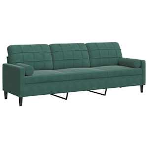 vidaXL 3-kohaline diivan dekoratiivpatjadega tumeroheline 210 cm samet