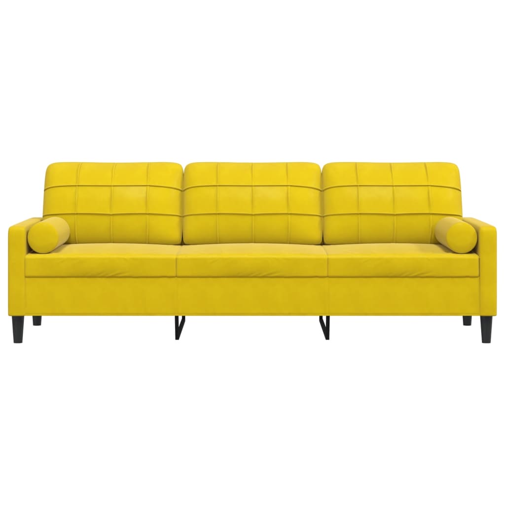 vidaXL 3-zitsbank met sierkussens 210 cm fluweel geel afbeelding