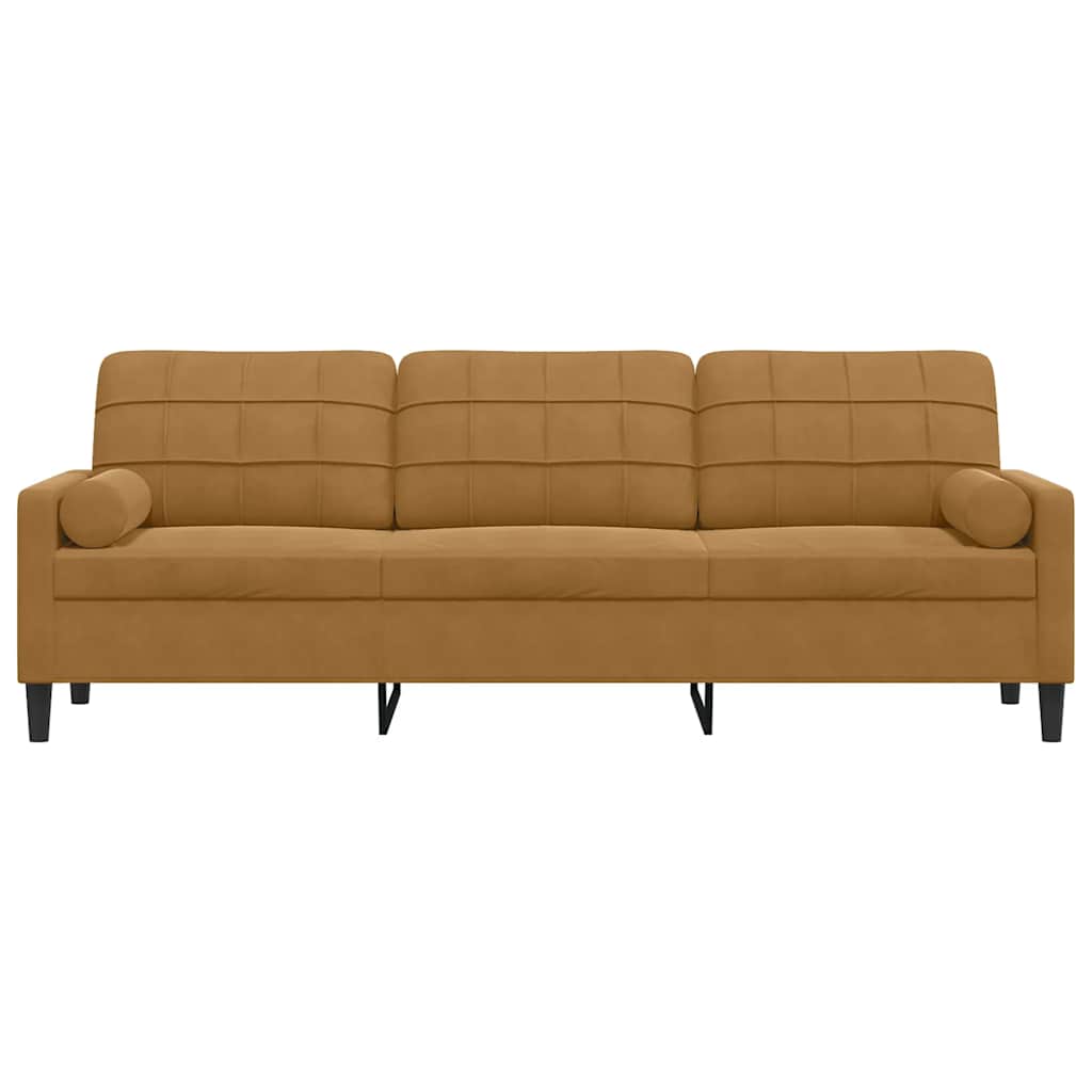 Thumbnail - vidaXL Sofa 3-Sitzer mit Zierkissen Braun 210 cm Samt
