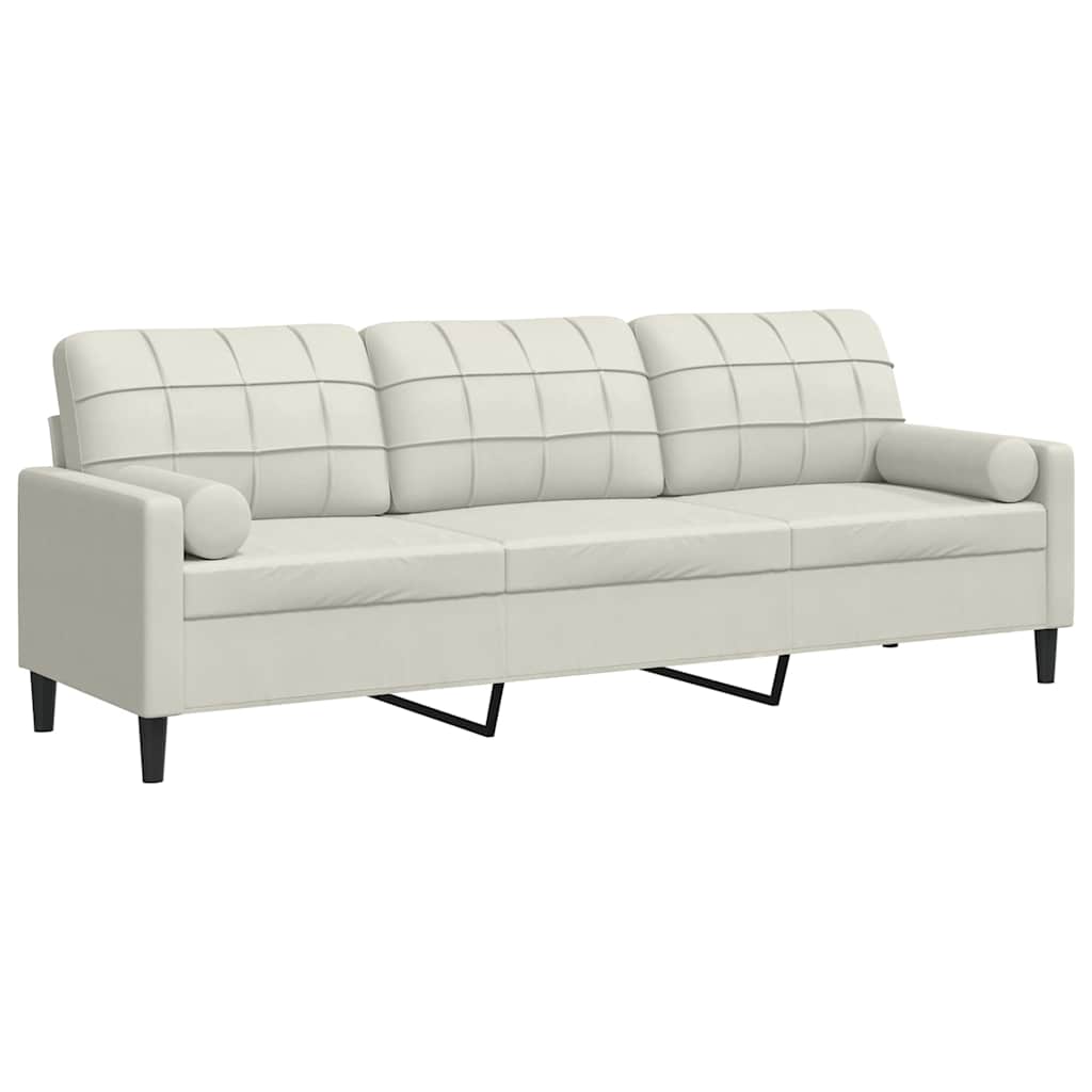 Thumbnail - vidaXL Sofa 3-Sitzer mit Zierkissen Creme 210 cm Samt