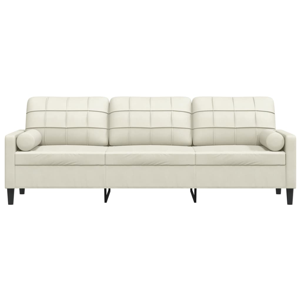Thumbnail - vidaXL Sofa 3-Sitzer mit Zierkissen Creme 210 cm Samt