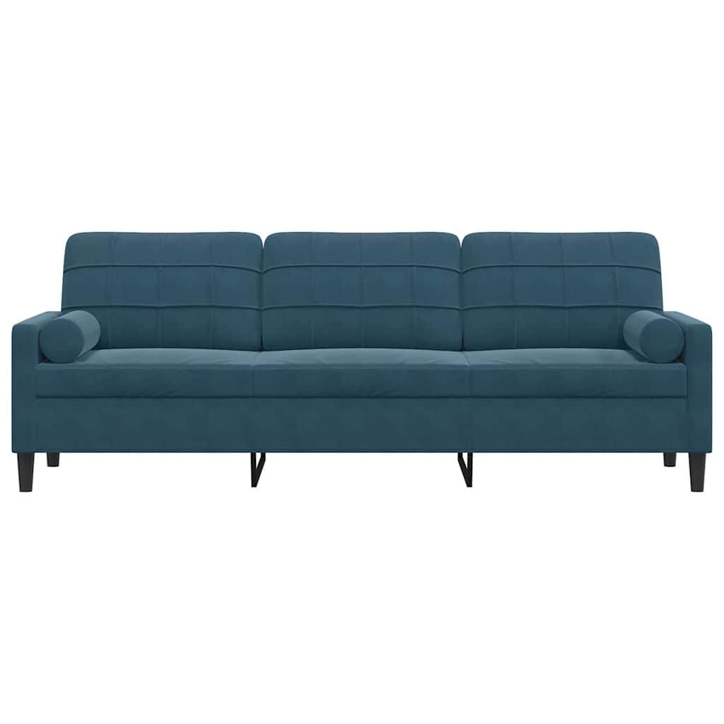 Thumbnail - vidaXL Sofa 3-Sitzer mit Zierkissen Blau 210 cm Samt
