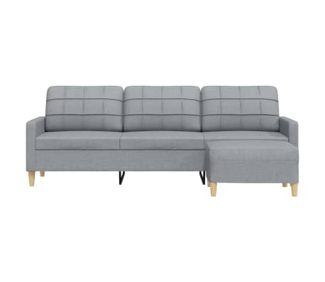 vidaXL Canapé à 3 places avec repose-pieds Gris clair 210 cm Tissu