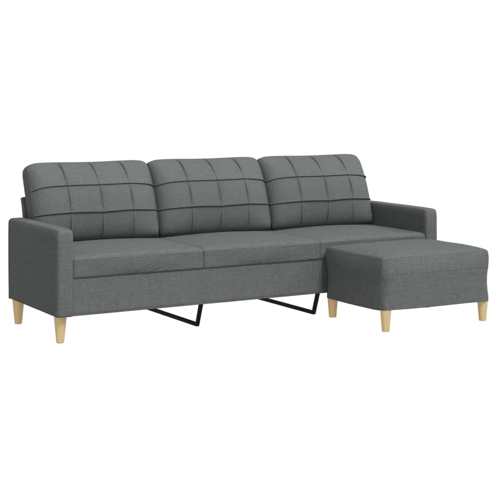 vidaXL Driezitsbank met voetenbank 210 cm stof donkergrijs grijs, foto 3