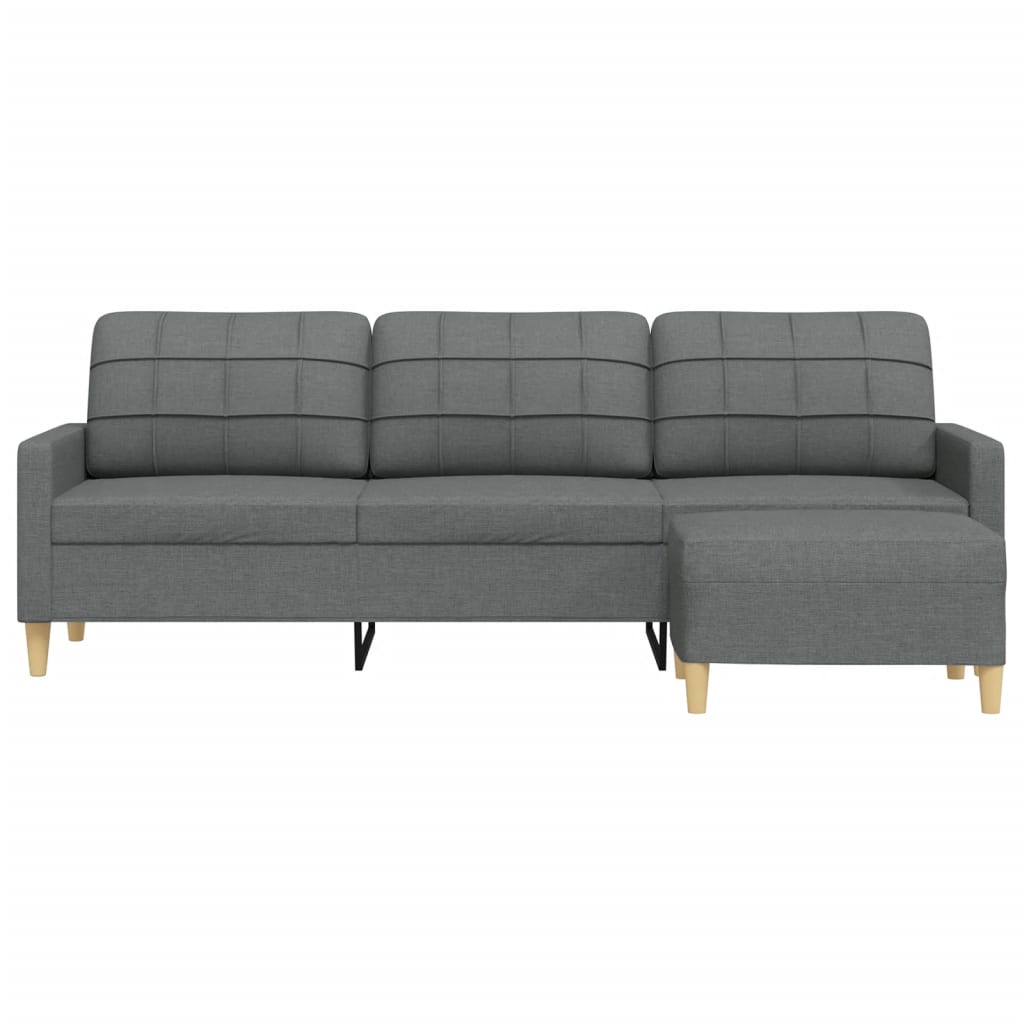 vidaXL Driezitsbank met voetenbank 210 cm stof donkergrijs grijs, foto 2