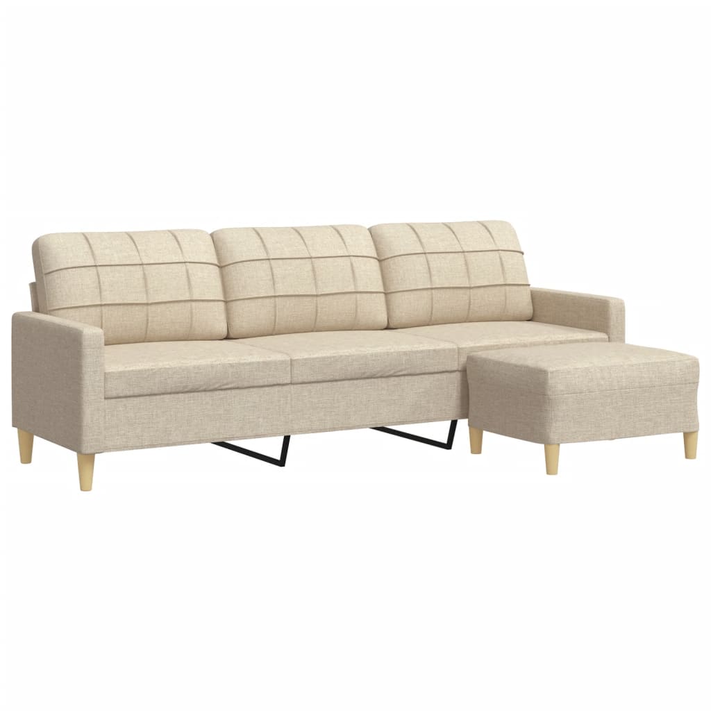 Thumbnail - vidaXL 3-Sitzer-Sofa mit Hocker Creme 210 cm Stoff