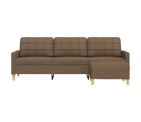 vidaXL 3-Sitzer-Sofa mit Hocker Braun 210 cm Stoff
