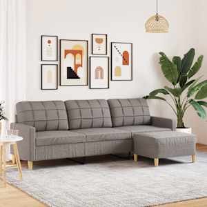3místná pohovka s podnožkou taupe 210 cm textil - obrázek 1