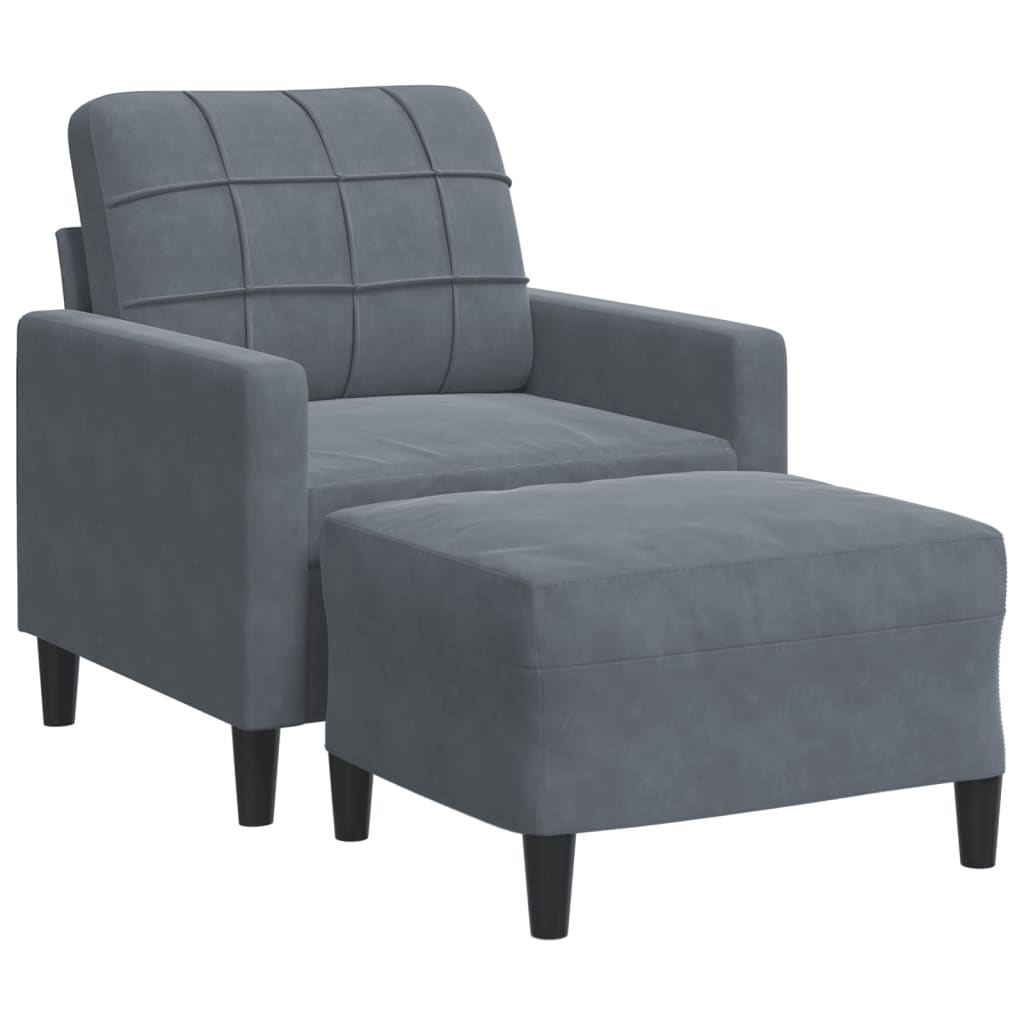 vidaXL Křeslo s podnožkou tmavě šedé 60 cm samet