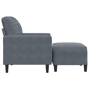 Křeslo s podnožkou tmavě šedé 60 cm samet - obrázek 4