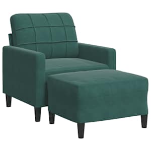 Křeslo s podnožkou tmavě zelené 60 cm samet - obrázek 2