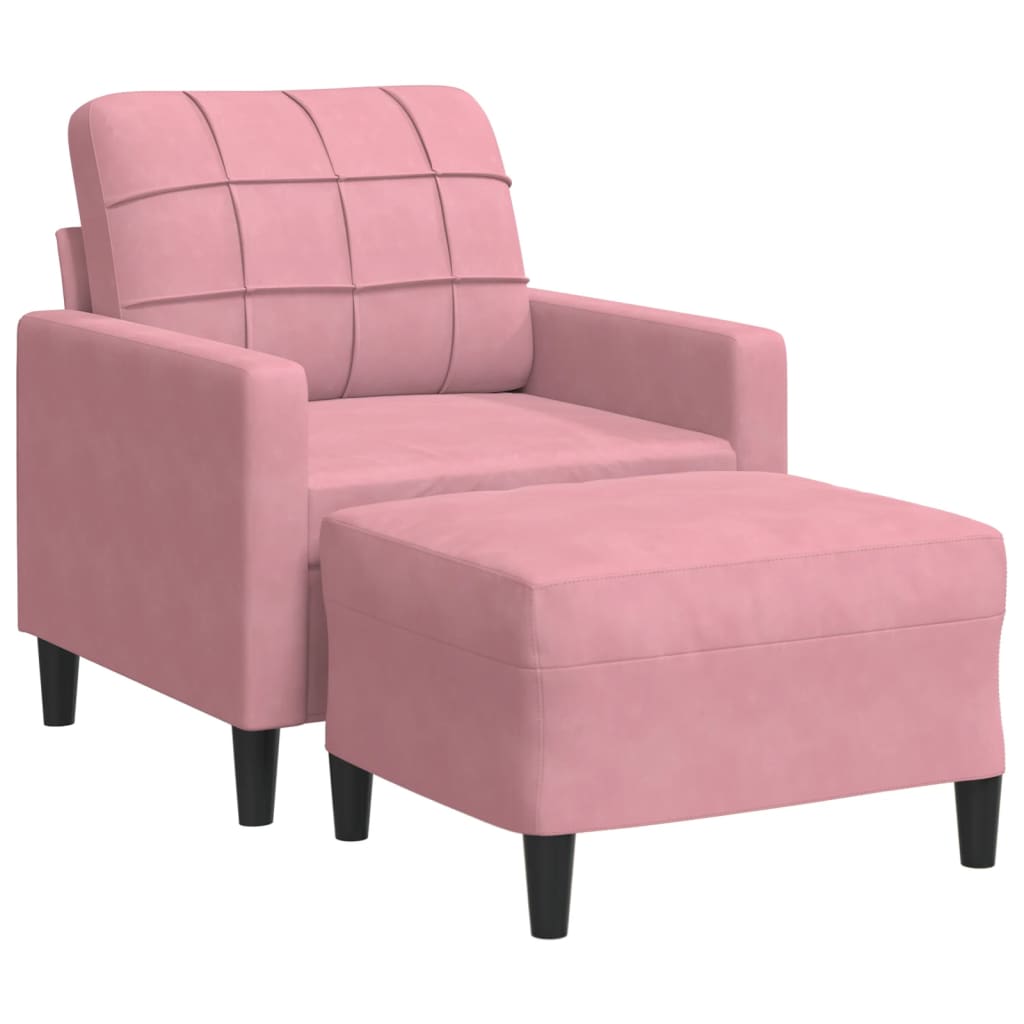 Thumbnail - vidaXL Sessel mit Hocker Rosa 60 cm Samt