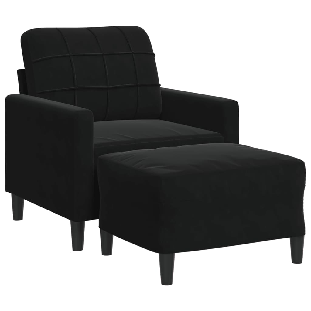 vidaXL Křeslo s podnožkou černé 60 cm samet