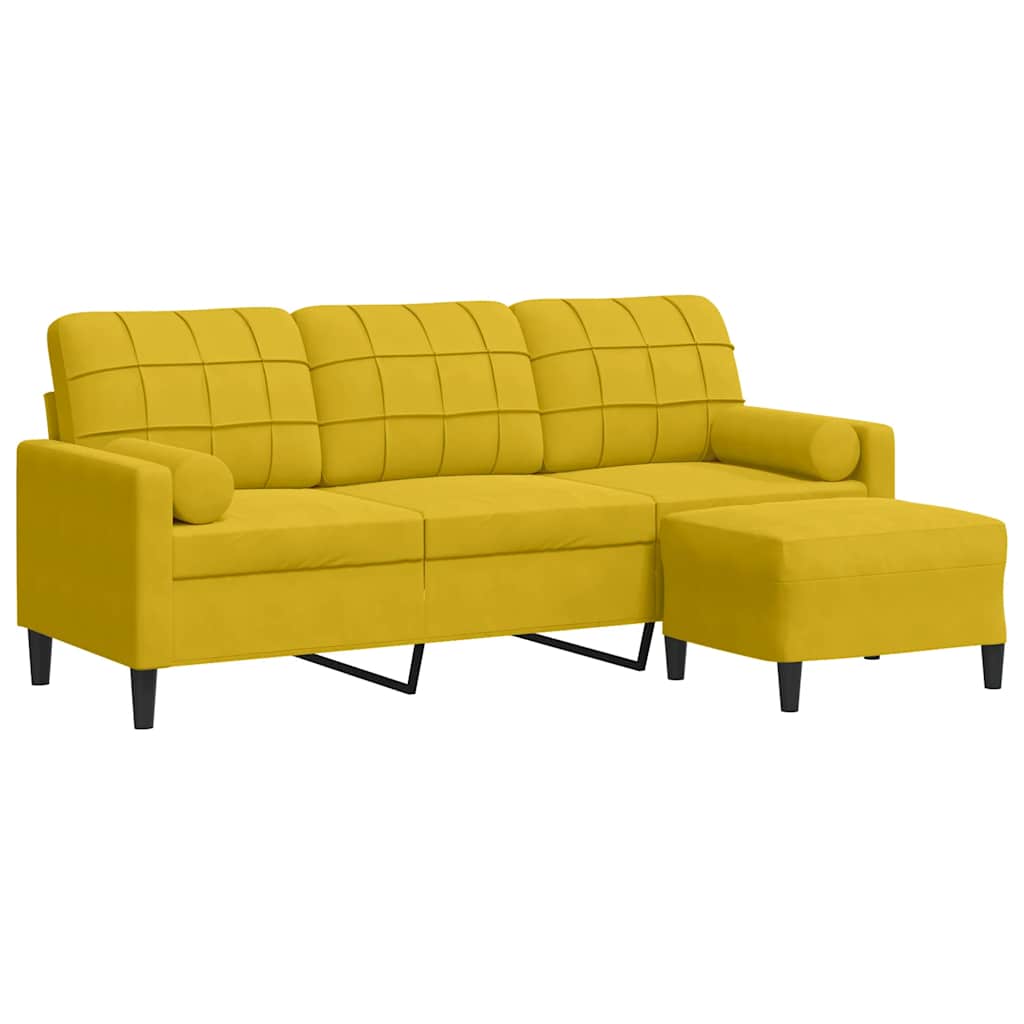Thumbnail - vidaXL 3-Sitzer-Sofa mit Hocker Gelb 180 cm Samt