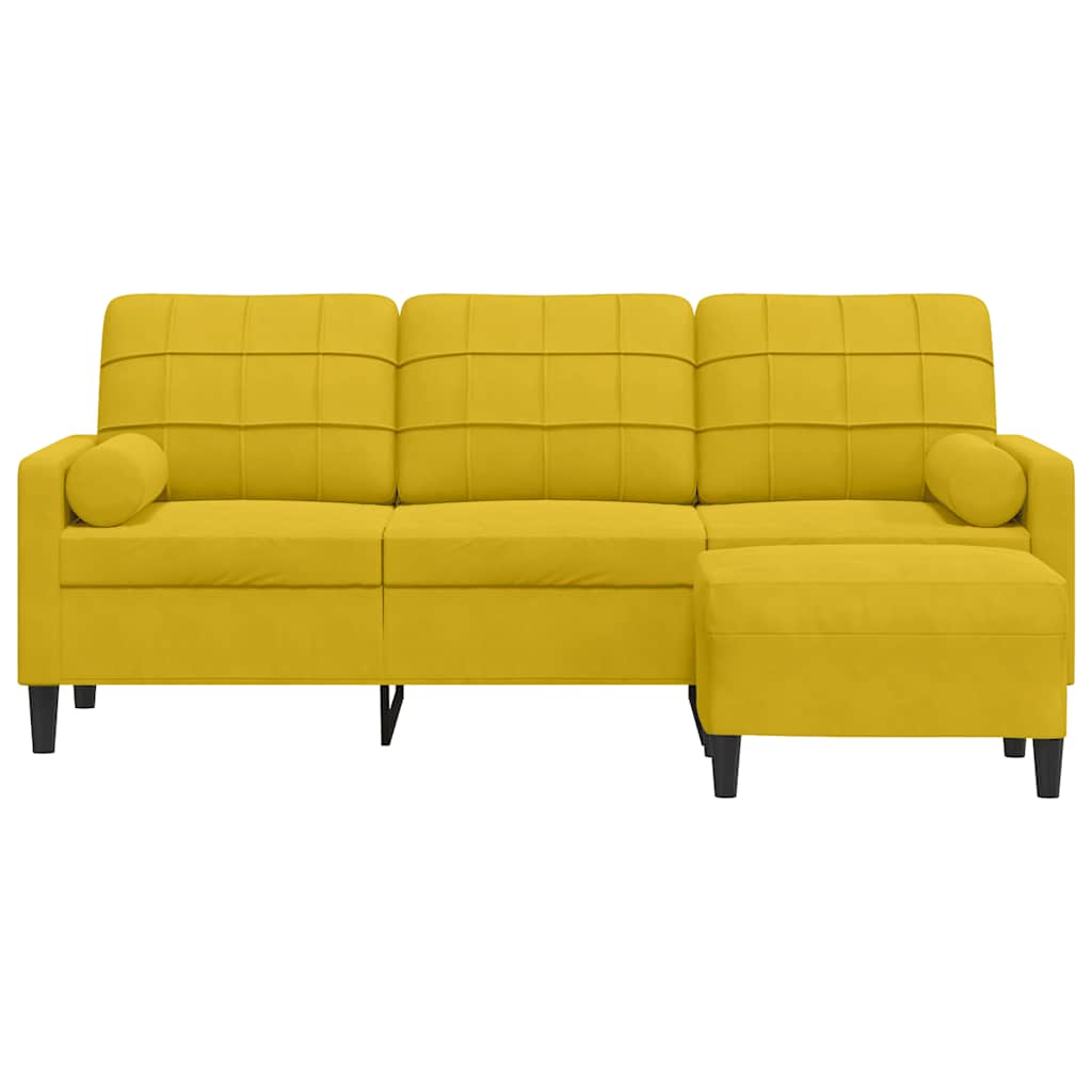 Thumbnail - vidaXL 3-Sitzer-Sofa mit Hocker Gelb 180 cm Samt