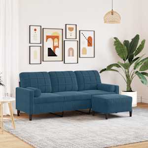 Trosed s stolčkom za noge moder 180 cm žamet