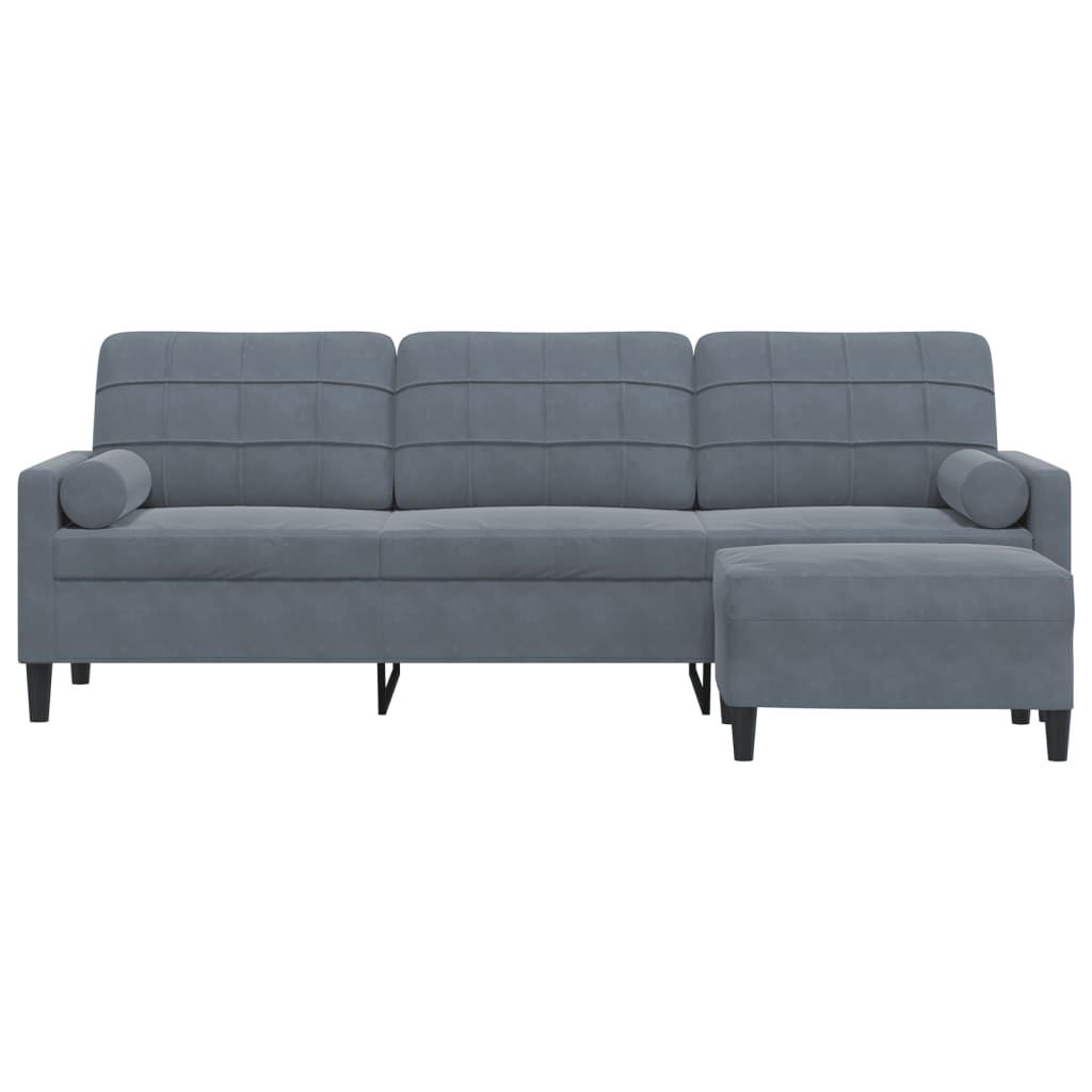Thumbnail - vidaXL 3-Sitzer-Sofa mit Hocker Dunkelgrau 210 cm Samt
