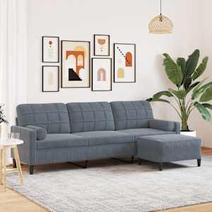 Trosed s stolčkom za noge temno siv 210 cm žamet