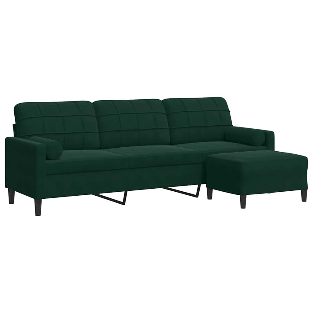 Thumbnail - vidaXL 3-Sitzer-Sofa mit Hocker Dunkelgrün 210 cm Samt