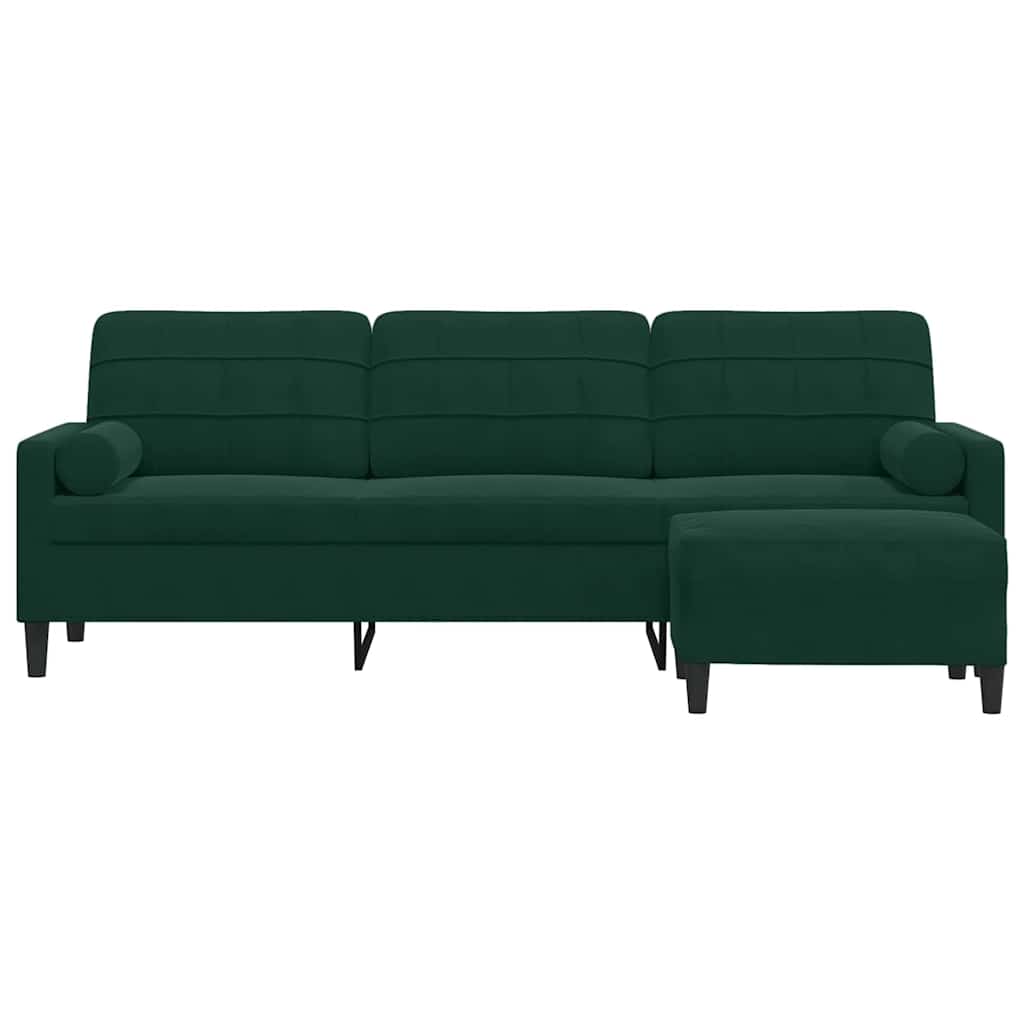 Thumbnail - vidaXL 3-Sitzer-Sofa mit Hocker Dunkelgrün 210 cm Samt
