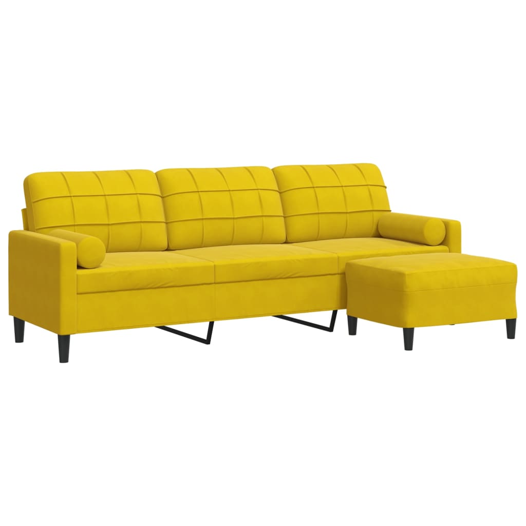 Thumbnail - vidaXL Sofa 3-Sitzer mit Hocker Gelb 210 cm Samt
