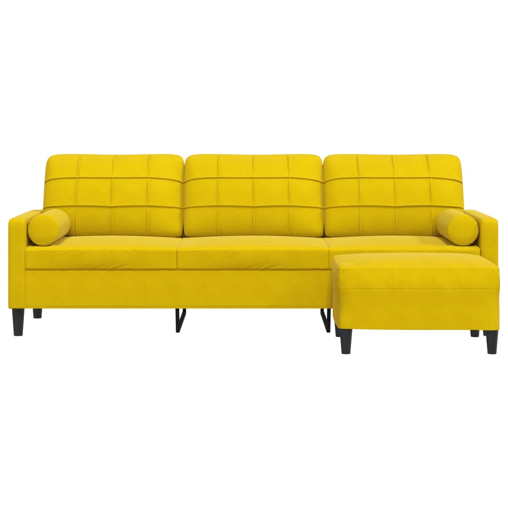vidaXL 3-zitsbank met voetenbank 210 cm fluweel geel afbeelding