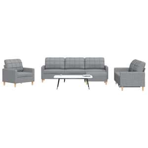 Sedežna garnitura 4-delna s stolčkom svetlo sivo blago