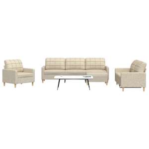 Sedežna garnitura 4-delna s stolčkom krem blago