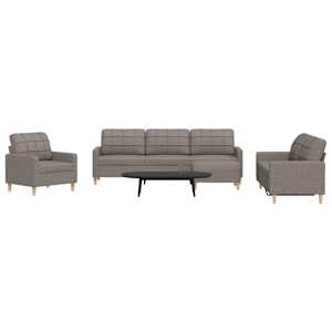 4dílná sedací souprava s podnožkou taupe textil - obrázek 1