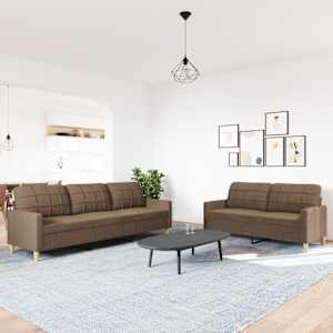 vidaXL Juego de sof&aacute;s 2 piezas tela marr&oacute;n