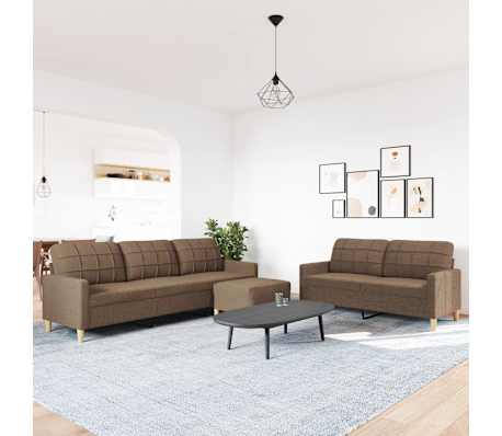 vidaXL 3ja s&oacute;fasett me&eth; br&uacute;num f&oacute;tskemmli