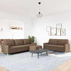 vidaXL 3ja s&oacute;fasett me&eth; br&uacute;num f&oacute;tskemmli