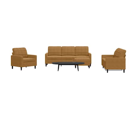 vidaXL 4-tlg. Sofagarnitur mit Kissen Braun Samt