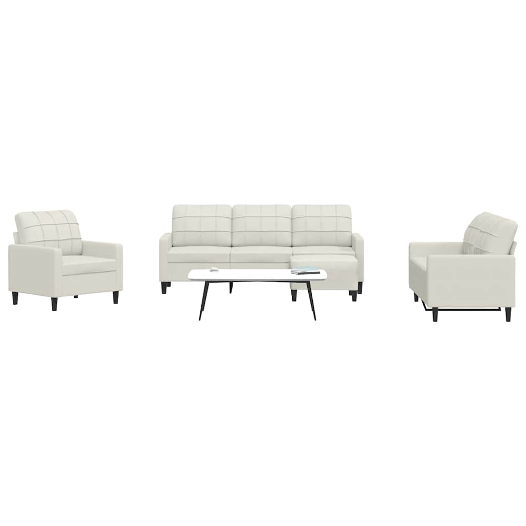 vidaXL Set de canapele cu perne, 4 piese, crem, catifea