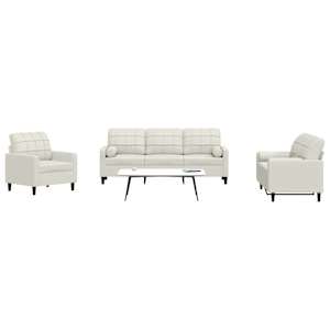 Sedežna garnitura 3-delna z blazinami krem žamet