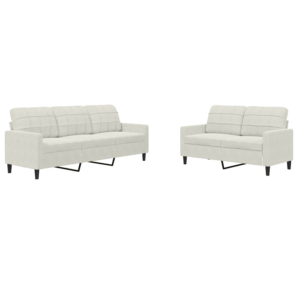 Thumbnail - vidaXL 2-tlg. Sofagarnitur mit Kissen Creme Samt