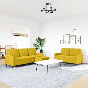 vidaXL 3-tlg. Sofagarnitur mit Kissen Gelb Samt