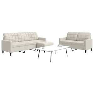 Sedežna garnitura 3-delna z blazinami krem žamet