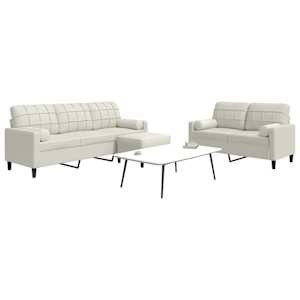 Sedežna garnitura 3-delna z blazinami krem žamet