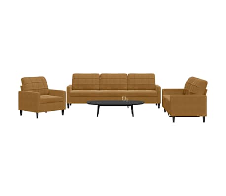 vidaXL Ensemble de canap&eacute;s 3 pcs avec coussins Marron Velours