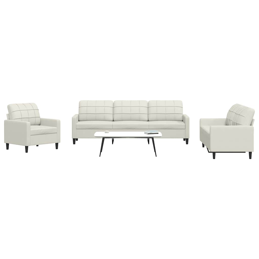 vidaXL 4-tlg. Sofagarnitur mit Kissen Creme Samt