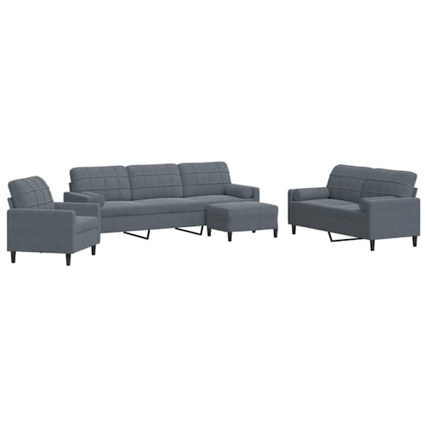 vidaXL 4-osaline diivanikomplekt patjadega, tumehall, samet