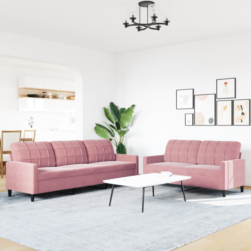 vidaXL 2-delige Loungeset met kussens fluweel roze